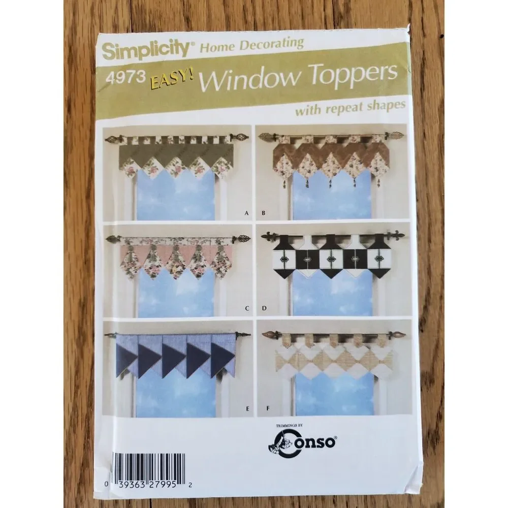 Simplicity Pattern 4973 Home Decorating Window Toppers Sewing New Uncut